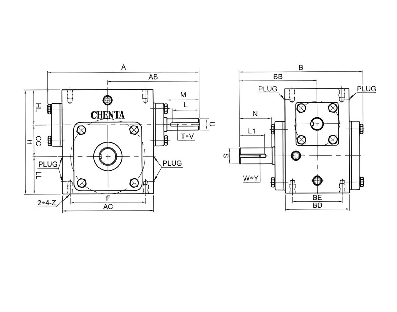 Right Angle Gear Speed Reducer 60:1 Size 726 (Left Output) | BTU72660-L