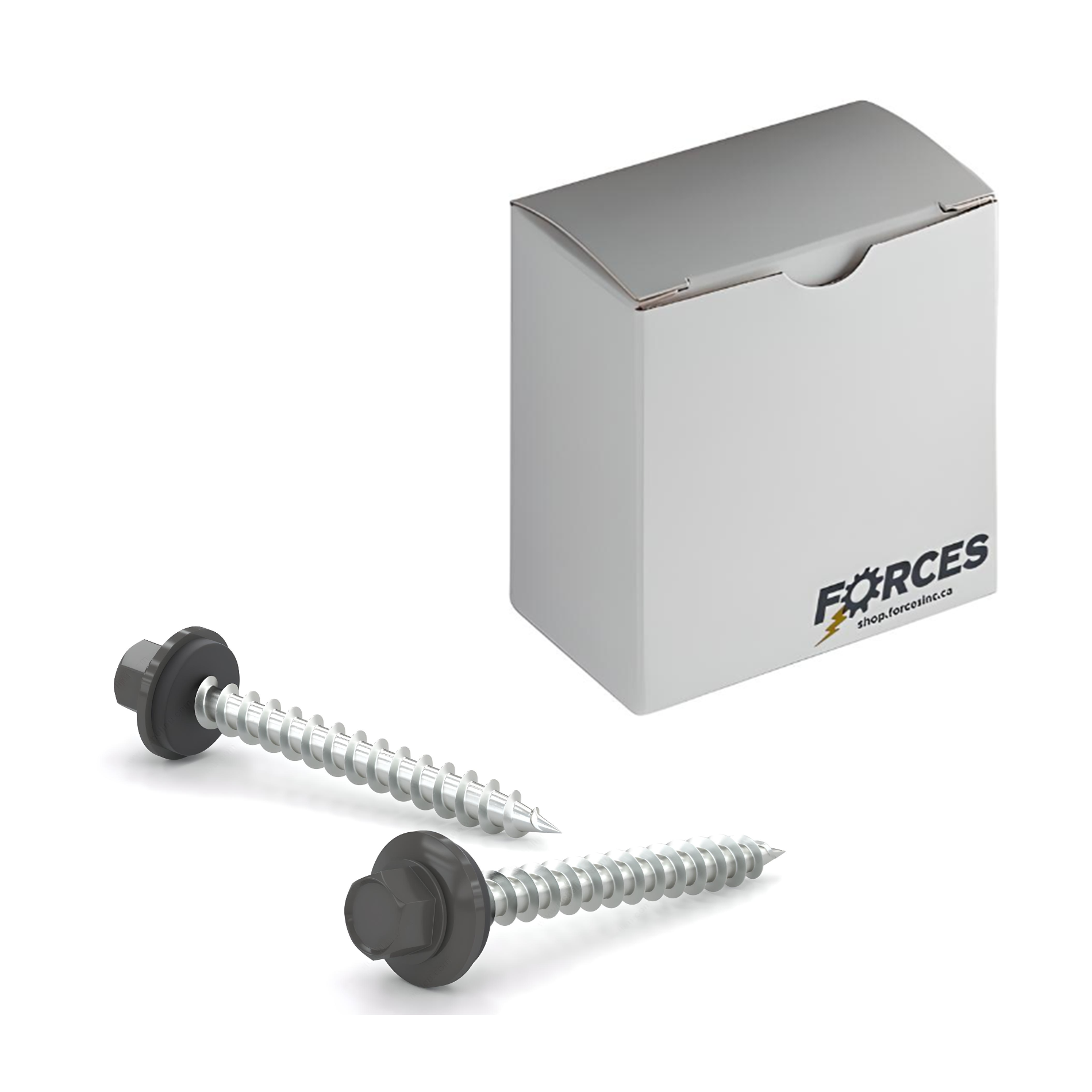 #9 x 1" Metal Roofing Screw Hex Head W/ Washer Type A Point - Steel Charcoal