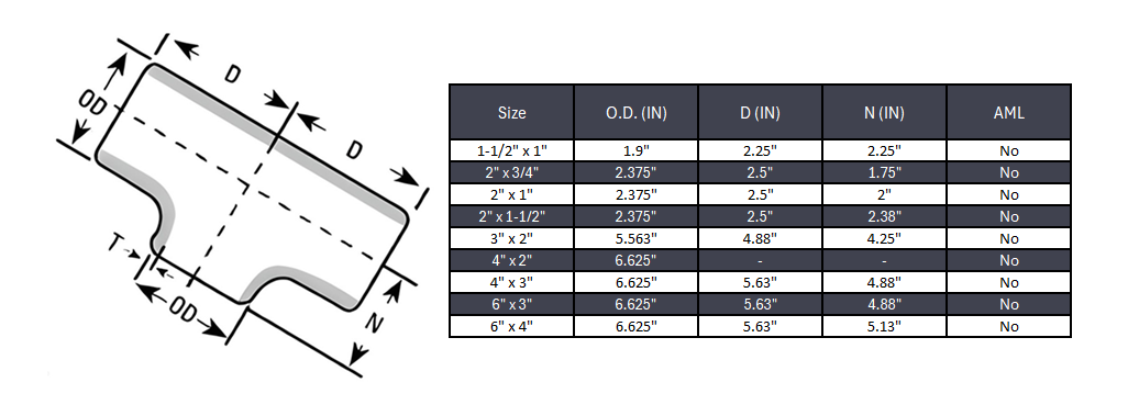 Reducing Tee Butt Weld Seamless Sch 160 - SS 304/304L