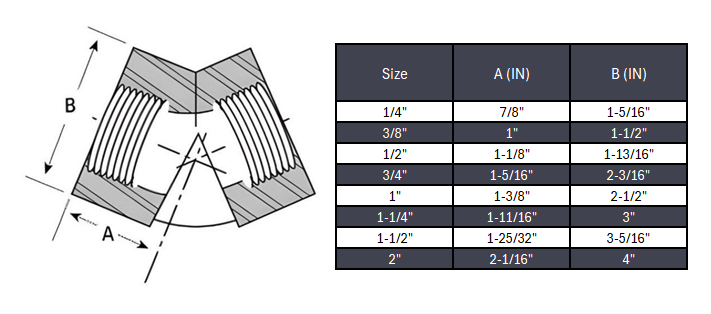 Elbow 45° NPT #6000 - SS 316/316L