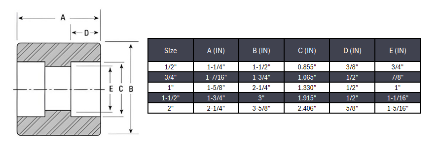 Half-Coupling Socket Weld #6000 - SS 316/316L
