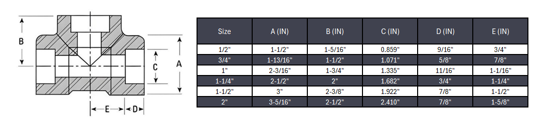 Tee Socket Weld #6000 - SS 316/316L