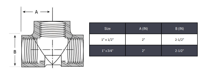 Reducing Tee NPT #6000 - Stainless Steel 304/304L
