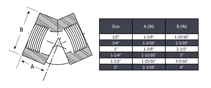 Elbow 45° NPT #6000 - SS 304/304L