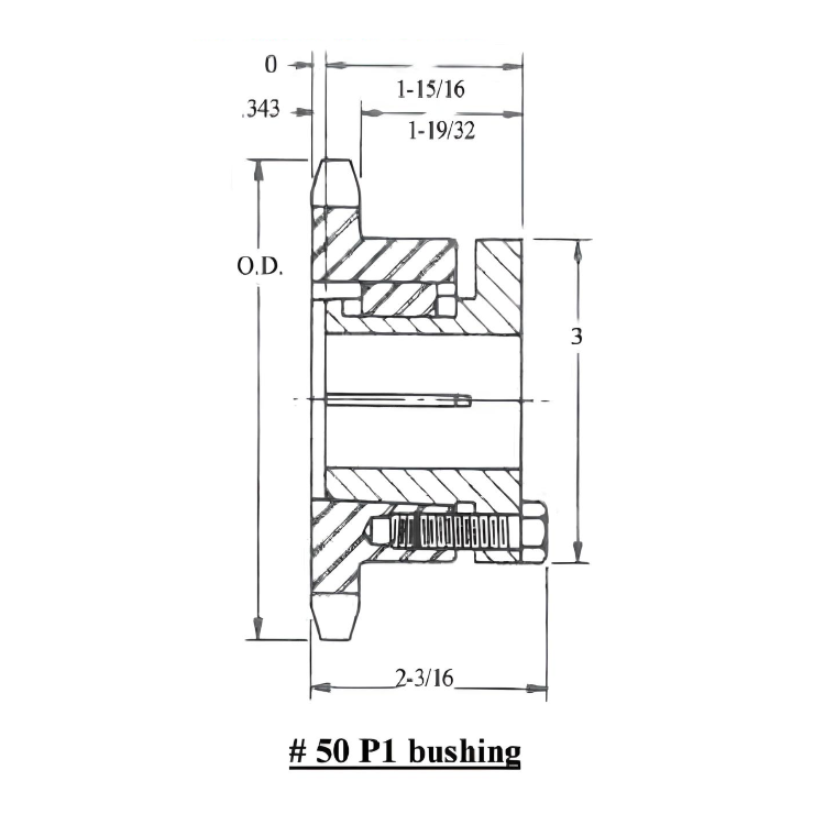 50P36 Split Taper Bushed Sprocket | 50P36H