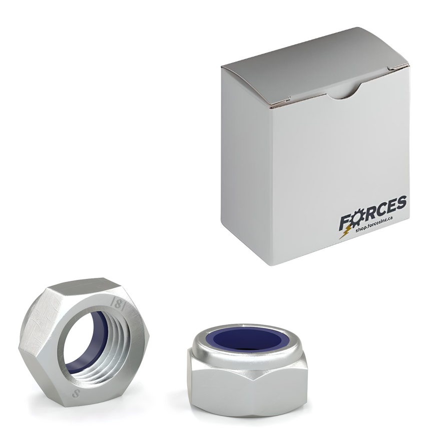 M8-1.25 Hex Nylon Insert Lock Nut DIN 982 - Zinc Plated Class 8.8