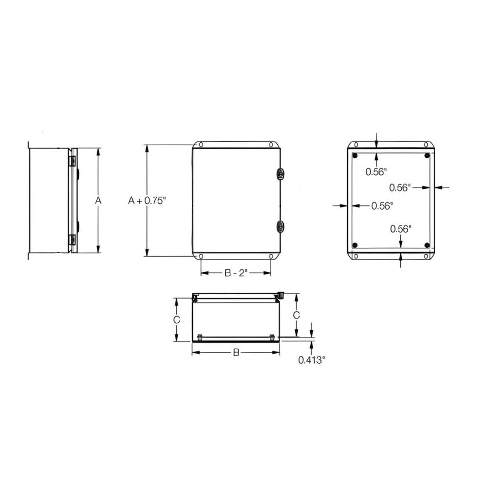 JIC Enclosure 12" x 10" x 5" NEMA 4-12/IP66 - Powder Coated Steel