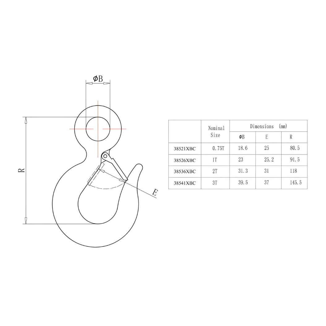 63/64" Eye Slip Hook with Latch (1650 lbs) - Zinc