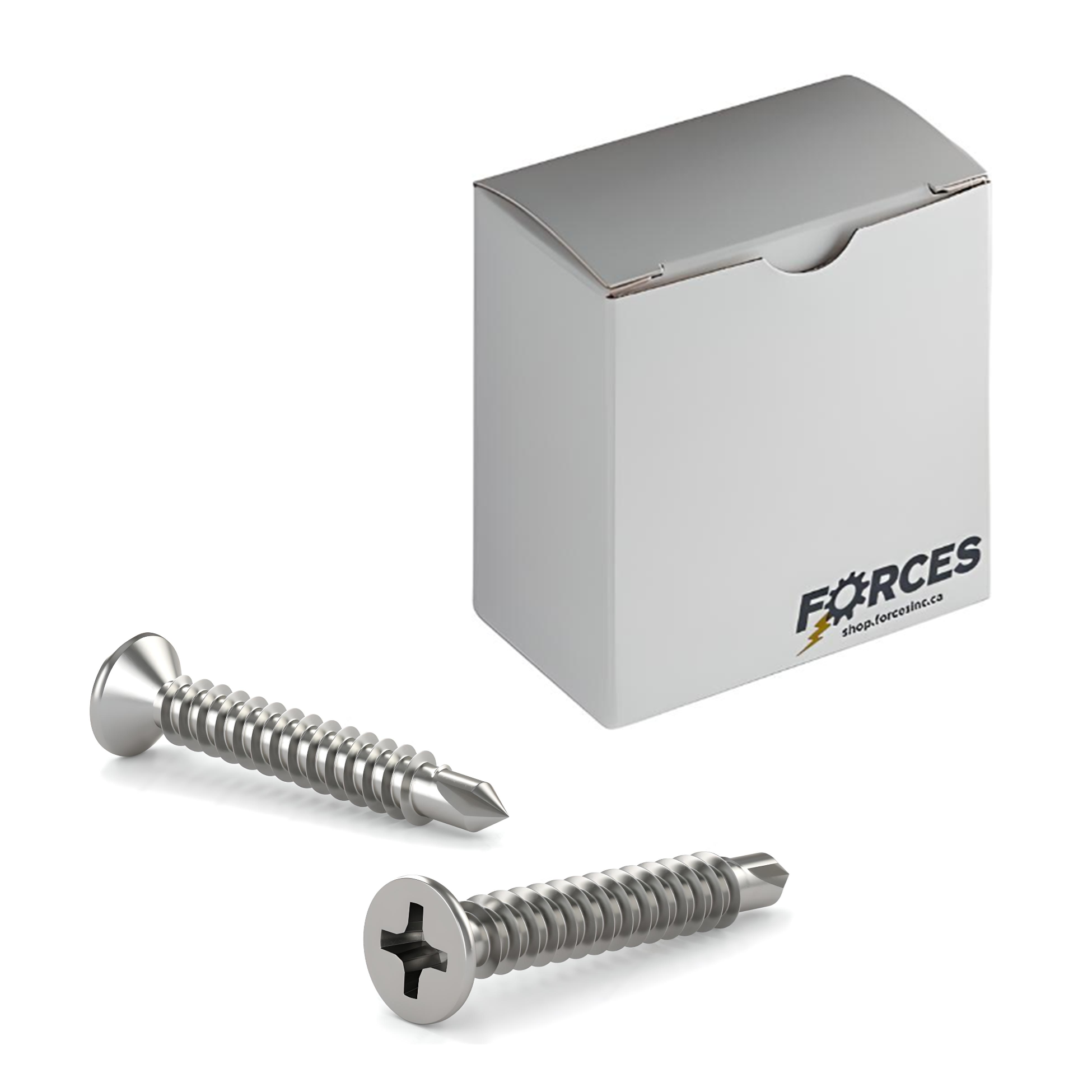 #10 x 1-1/2" Metal Screw Flat Head Phillips Drive #3 Self-Drilling Point - Stainless Steel 410H
