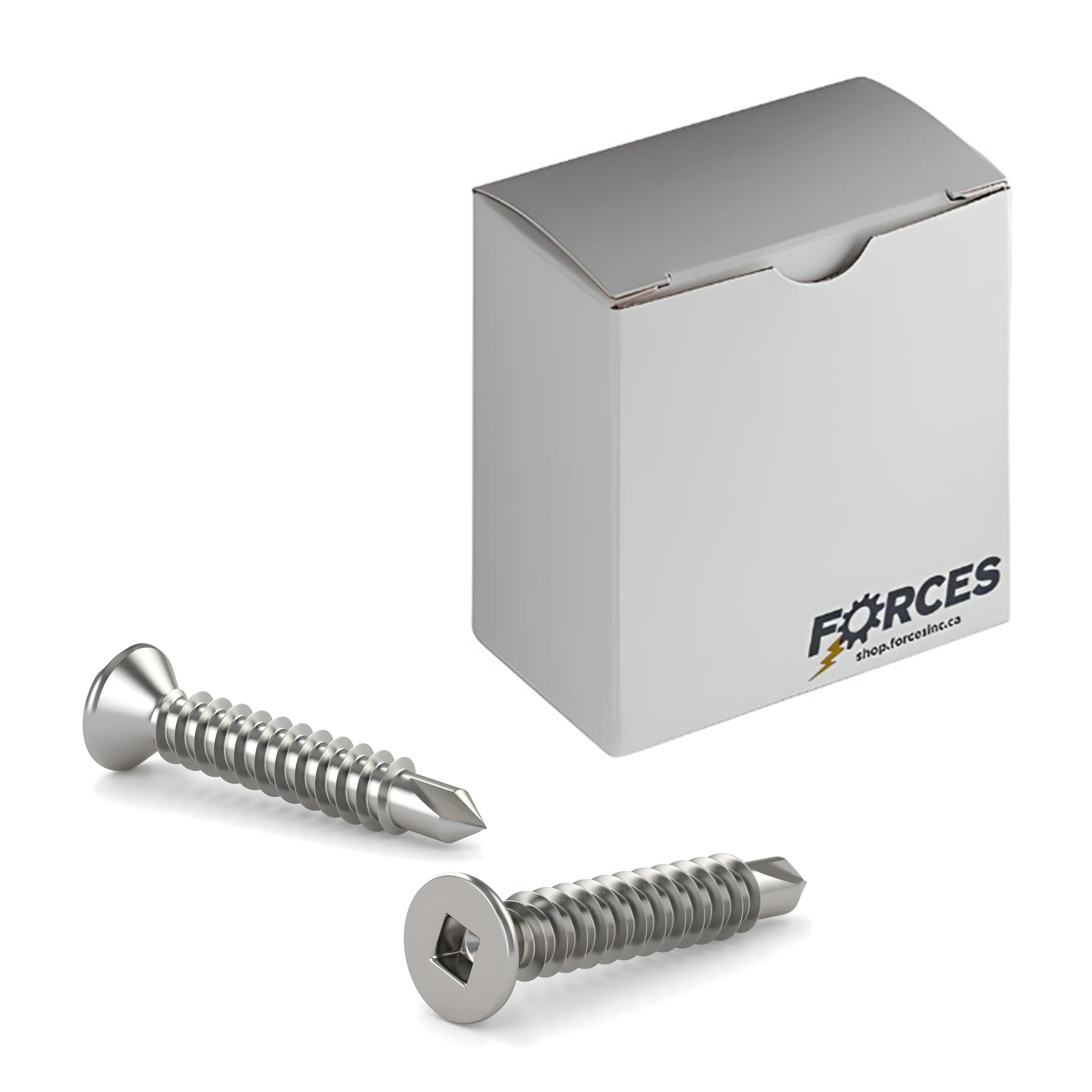 #10 x 1" Metal Screw Flat Head Square Drive #2 Self-Drilling Point - Stainless Steel 410H