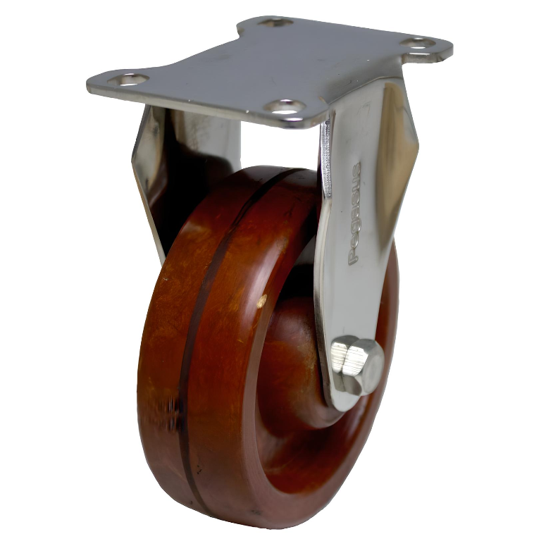 Heat Resistant Phenolic Red Caster 5" x 1-1/4" Rigid 275 lbs Plain Bore Bearing P12X Series