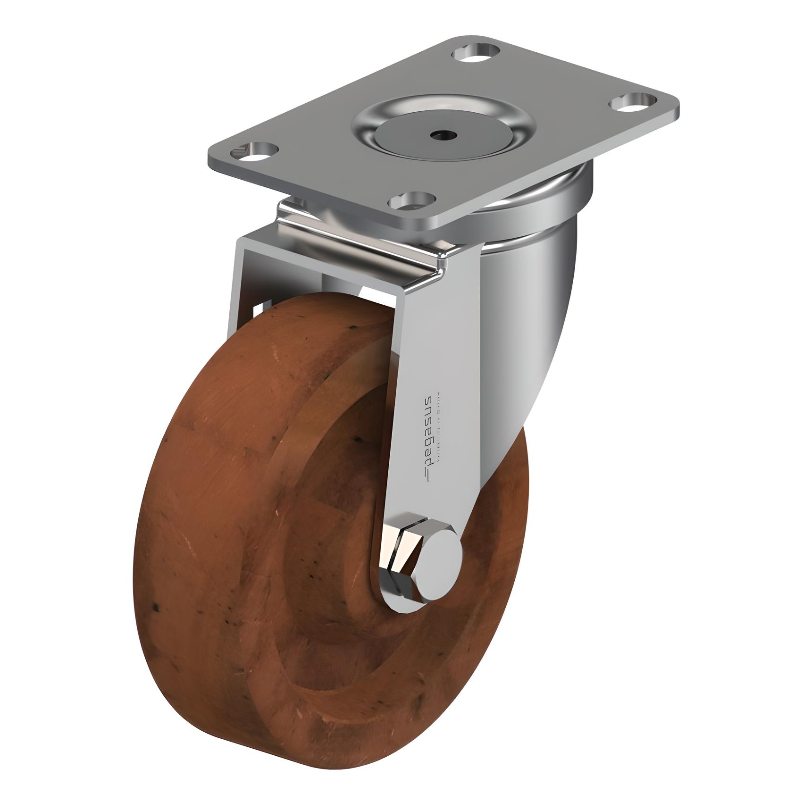 Heat Resistant Phenolic Red Caster 5" x 1-1/4" Swivel 275 lbs Plain Bore Bearing P12X Series