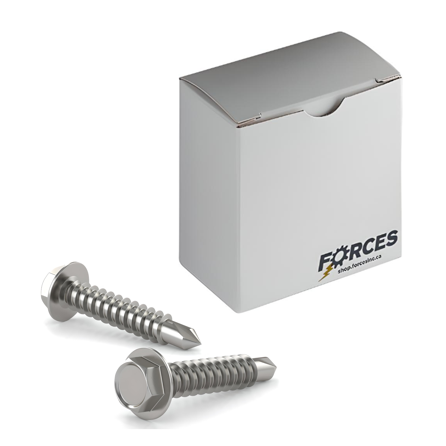 1/4" x 1" Metal Screw Hex Washer Head Hex Drive Self-Drilling Point - Stainless Steel 410H