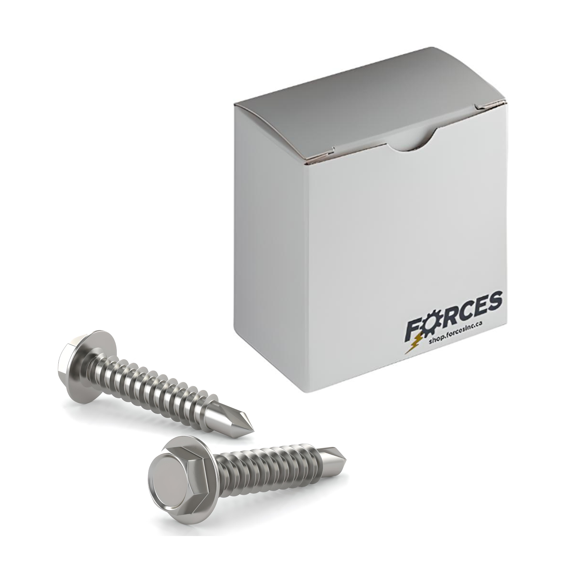 #10 x 2" Metal Screw Hex Washer Head Hex Drive #3 Self-Drilling Point - Stainless Steel 410H