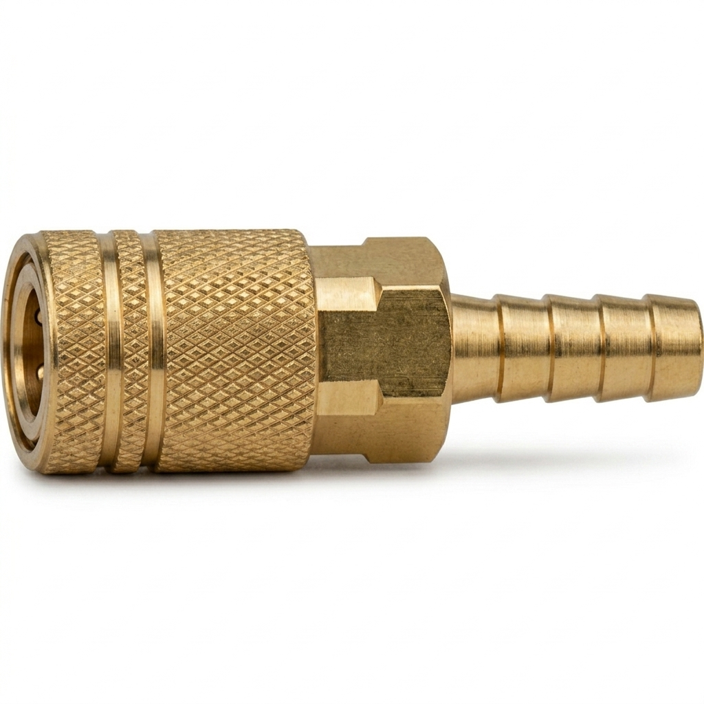 1/4" Industrial Quick Disconnect Coupler x 1/4" Hose Bard - Brass