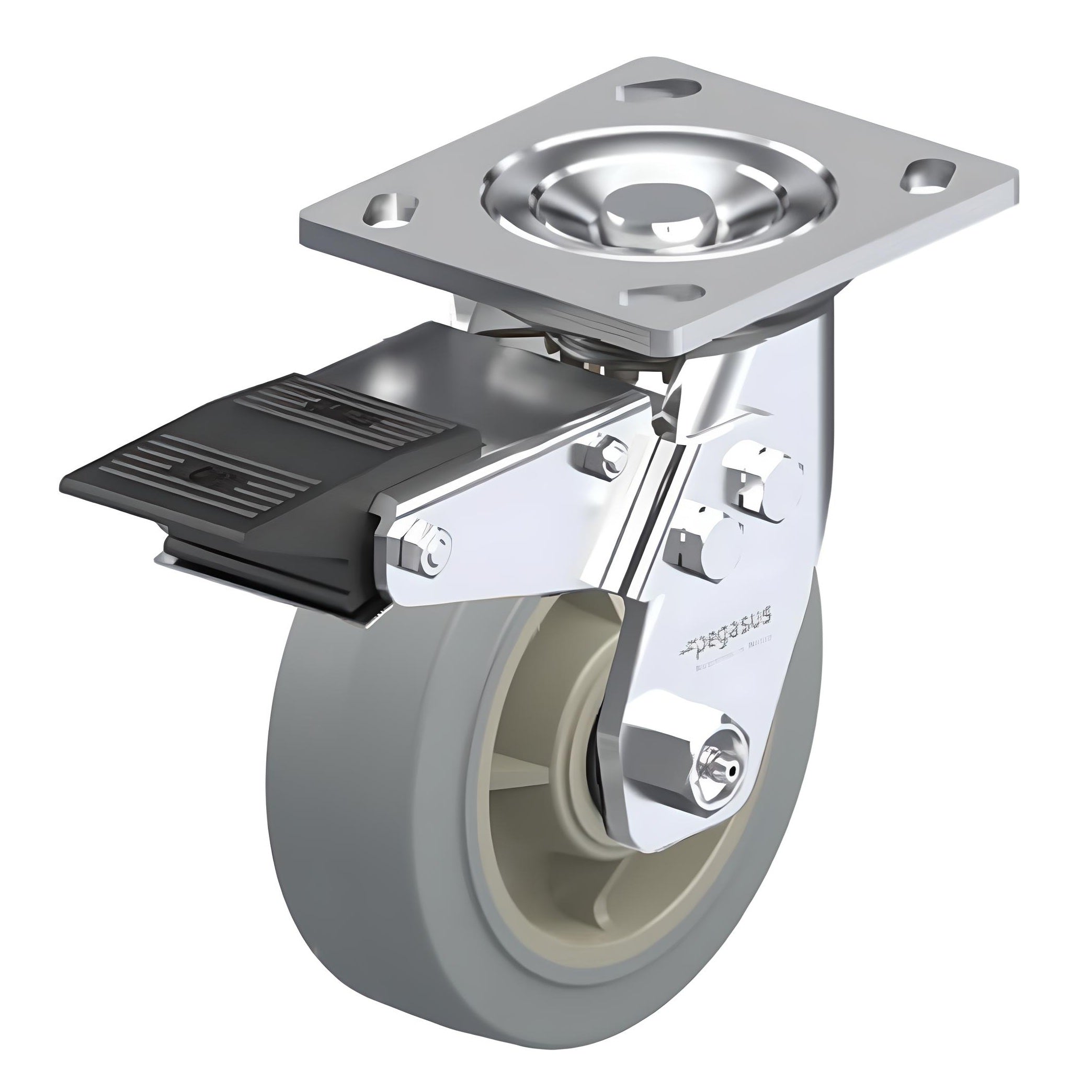 ElastiSoft Gray Caster 8" x 2" Swivel Total Lock Brake (TB) 600 lbs Roller Bearing P21 Series