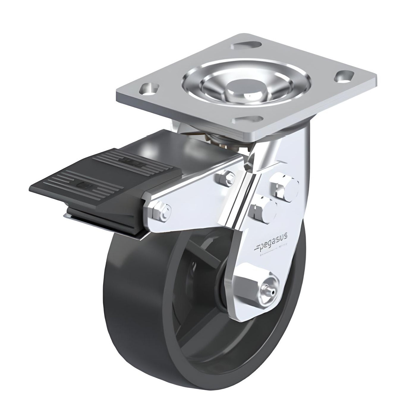 Polypropylene Black Caster 8" x 2" Swivel Total Lock Brake (TB) 900 lbs Roller Bearing P21 Series