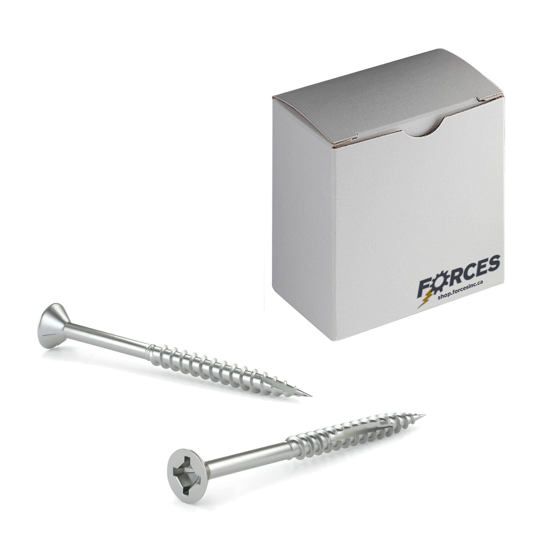 #8 x 1" Wood Screws Flat Head W/ Nibs Quadrex Drive Coarse Thread Double Cut Point Zinc