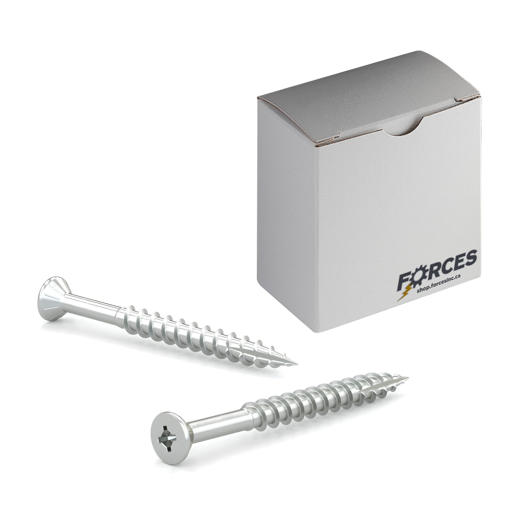#8 x 1" Wood Screws Flat Head W/ Nibs Quadrex Drive Coarse Thread Type 17 Point Zinc
