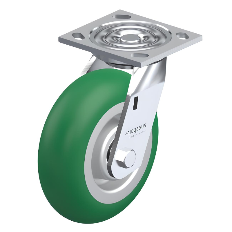 Polyurethane Green Caster 6" x 2" Swivel 1250 lbs Precision Ball Bearing P21 Series