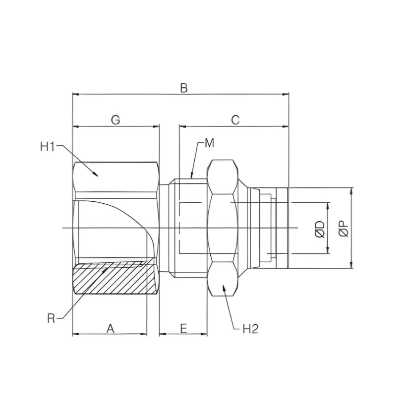 Bulkhead Union 10mm Tube x 3/8" BSPP (G) Push to Connect - Brass