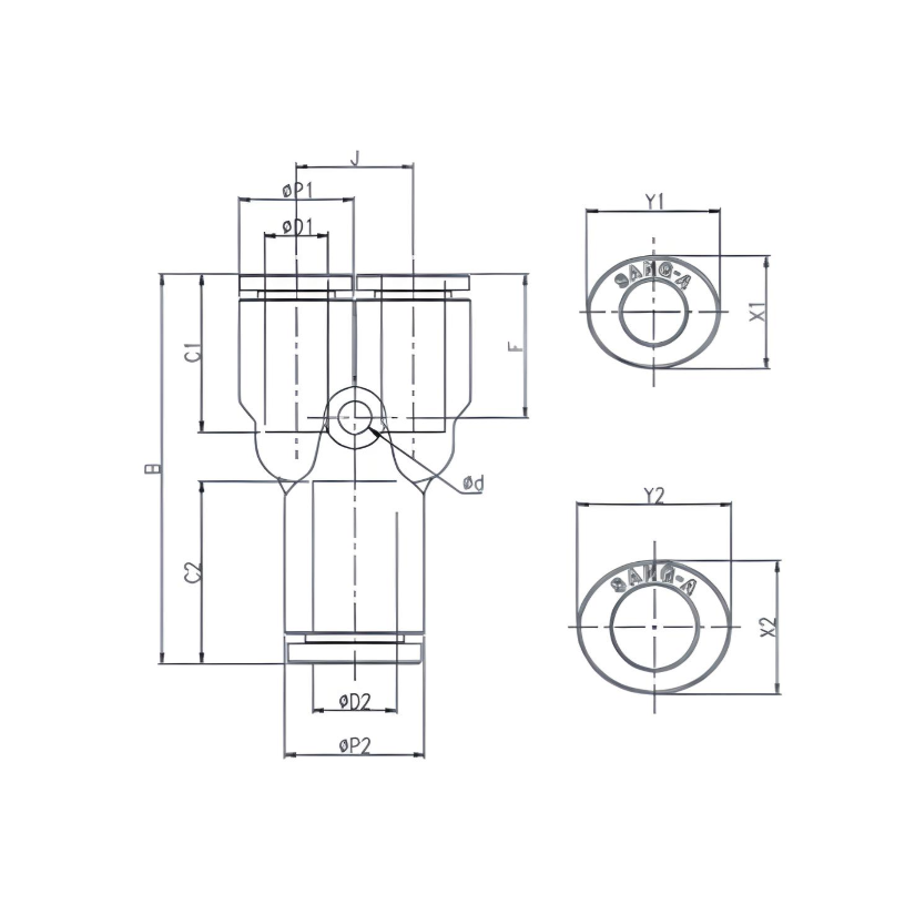 Push to Connect Wye "Y" Union Reducer 12mm x 8mm Tube OD