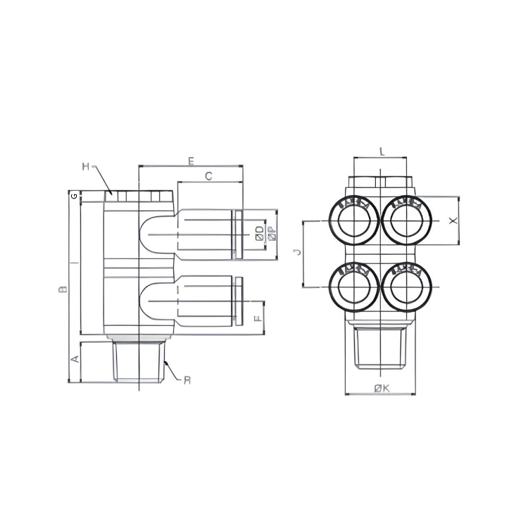 Push to Connect Double Branch Banjo 6mm Tube x 1/4" BSPP (G) Male