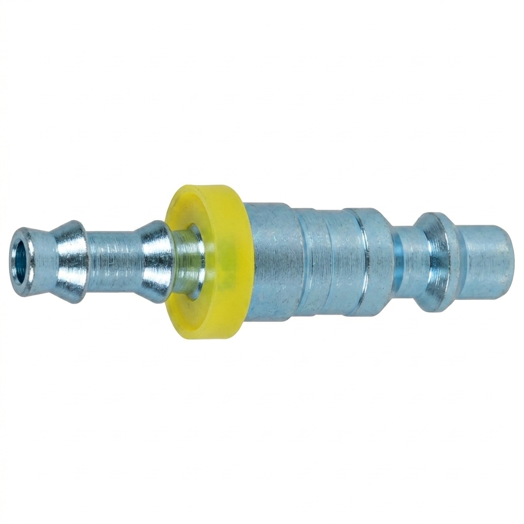 3/8" Industrial Quick Disconnect Plug x 3/8" Push-On Hose Barb - Steel
