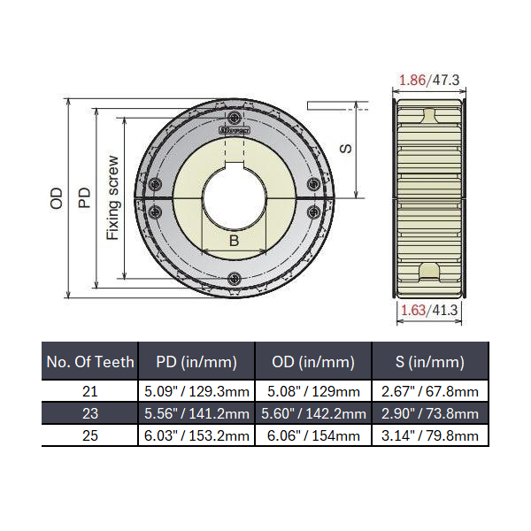 Split Conveyor Sprocket With Guides (Machined) Series 815 - 1" Bore