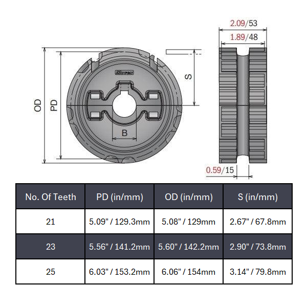 Split Drive Conveyor Sprocket (Molded) Series 820 - 1-1/4" Bore