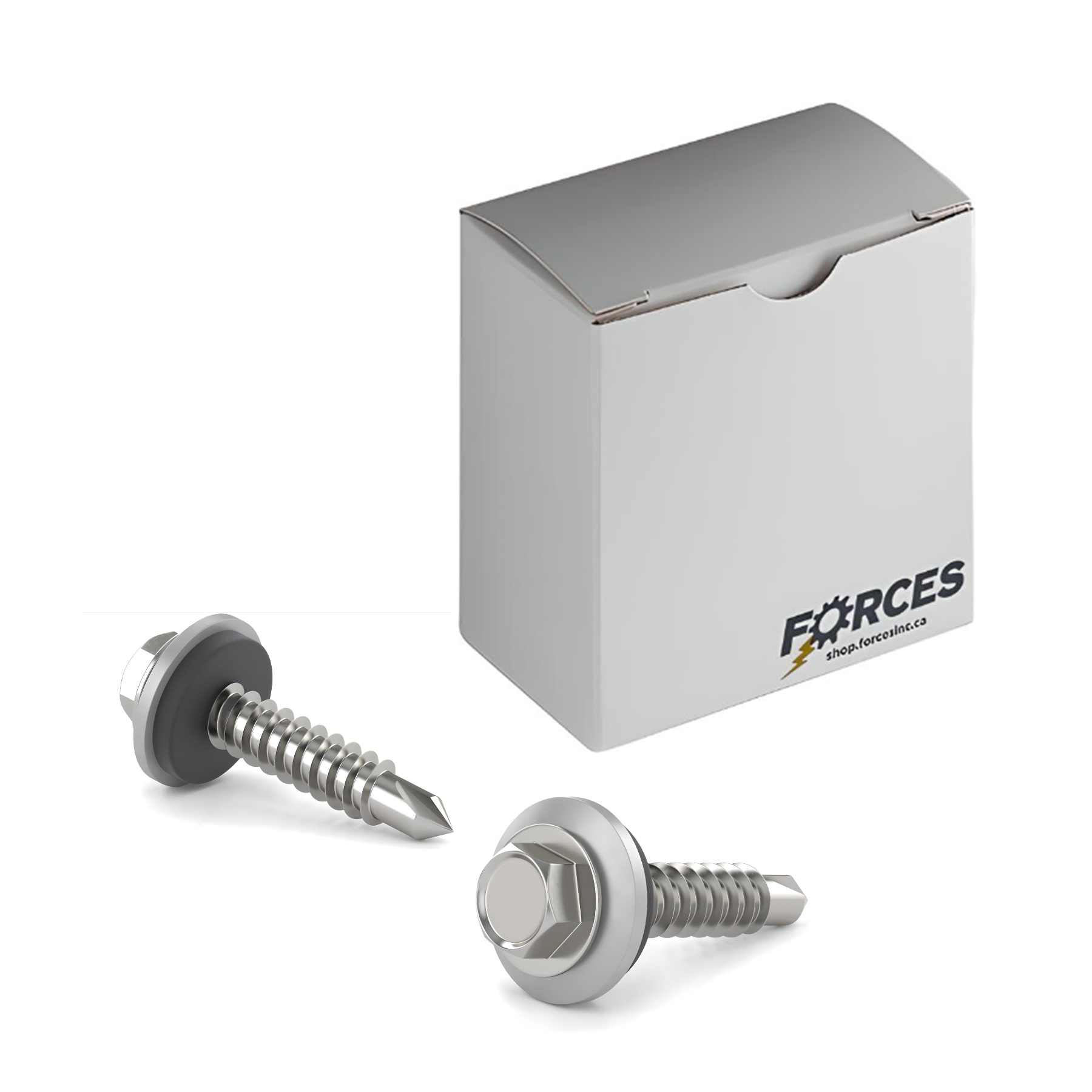 #10 x 1" Metal Roofing Screw Hex Head W/ Washer Self-Drilling TEK #3 Point - Stainless Steel 410H