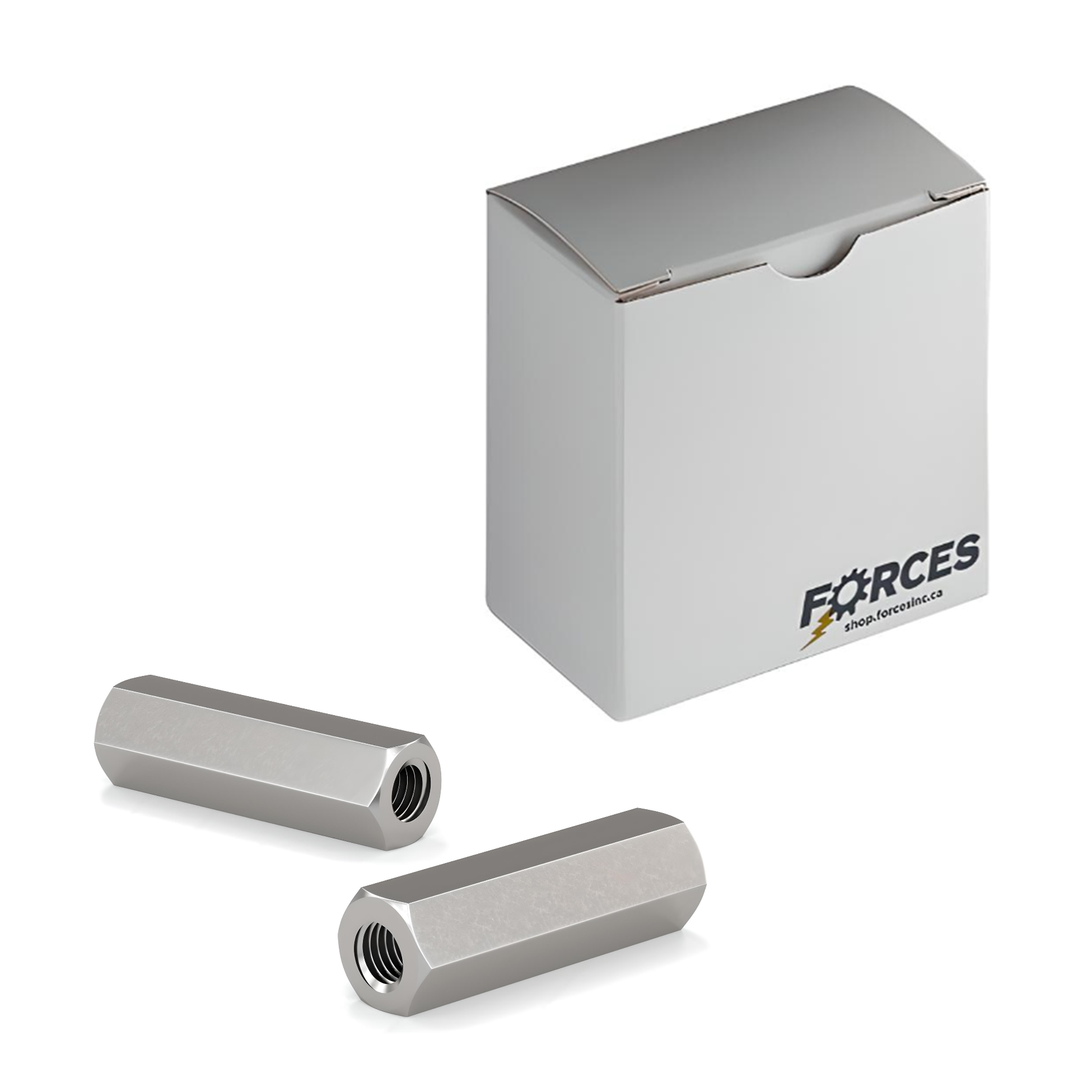 DIN 6334 Hex Coupling Nut M20-2.50 x 30mm(W) x 60mm(L) - Stainless Steel A2 (18-8)