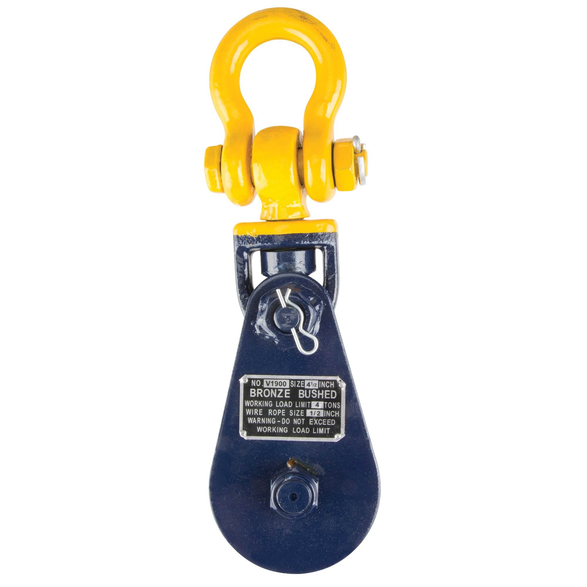 8" Vanguard® Snatch Block W/ Swivel Shackle 1-1/8" Rope (15 Tons)