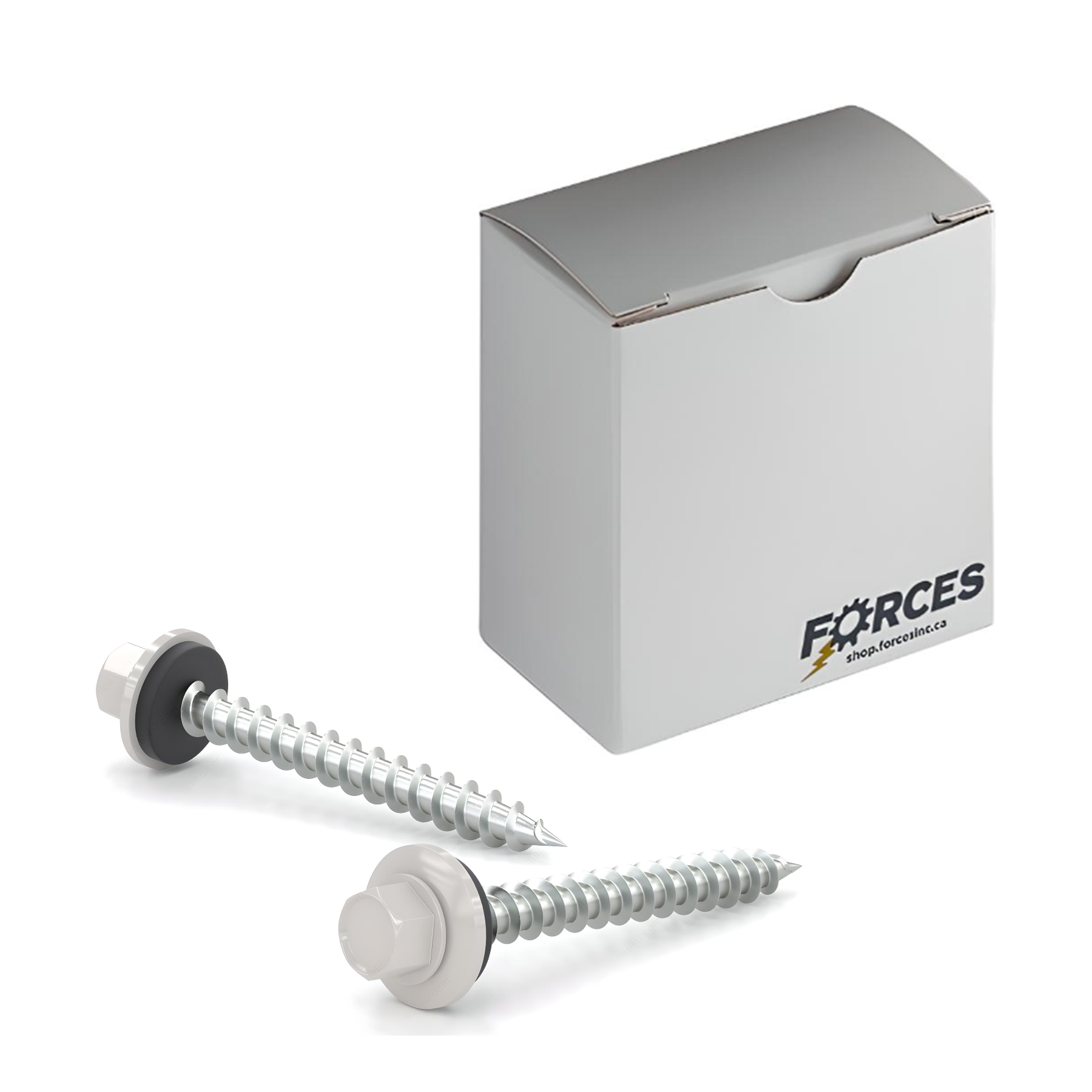 #14 x 2" Metal Roofing Screw Hex Head W/ Washer Type A Point - Steel White