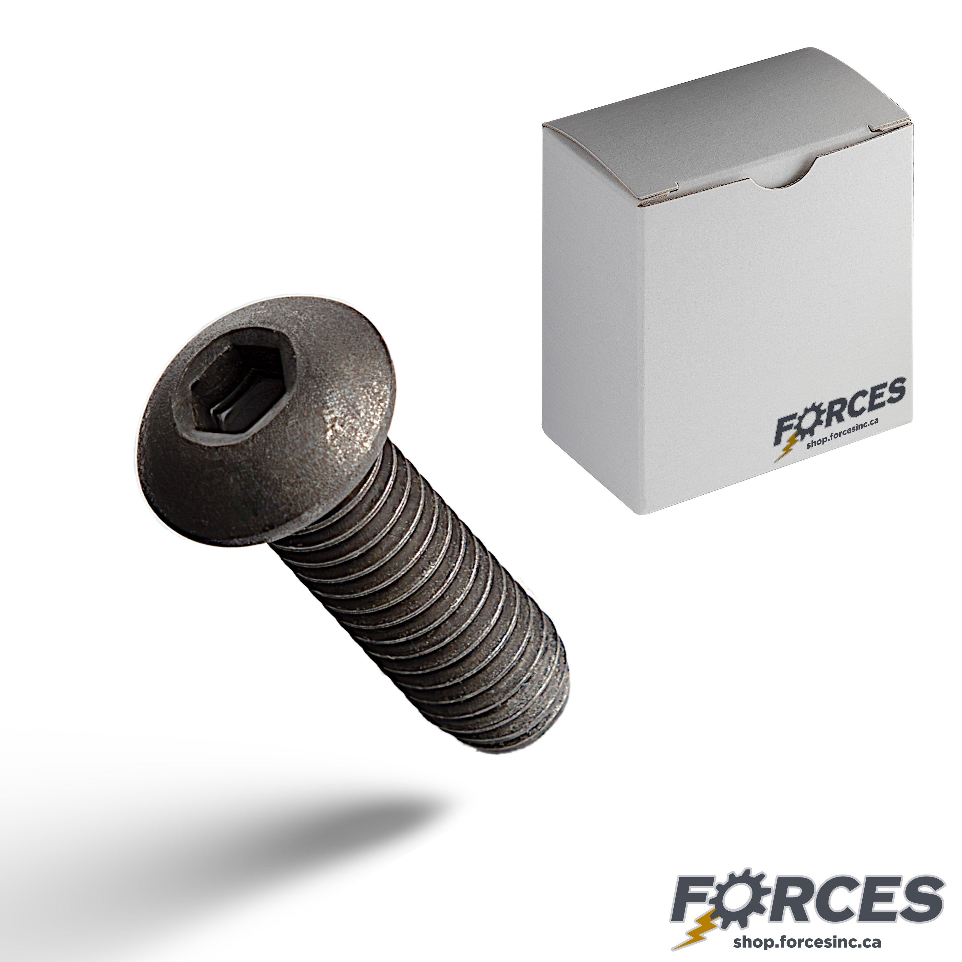 Button Head Socket Cap Screw 6-32 x 3/8" Full Thread - Black Oxide - Forces Inc