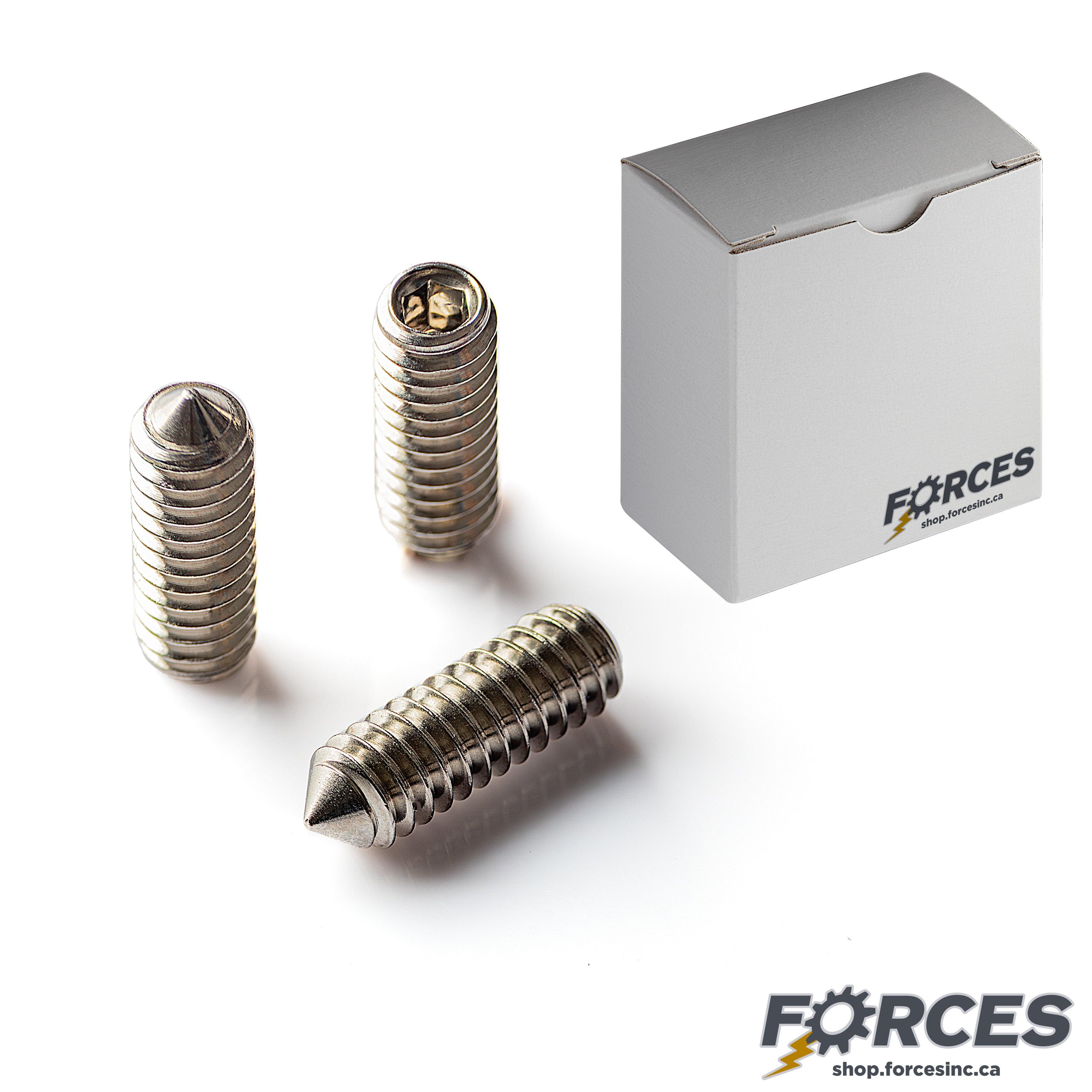 Cone-Point Set Screw 10-24 X 1/2" Stainless Steel 18-8 [25/Box] - Forces Inc
