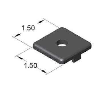 End Cap 1.5" x 1.5" Black Plastic w/ Push-in | 15 Series T-Slot - Forces Inc
