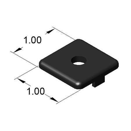 End Cap 1" x 1" x 1/8" Black Plastic w/ Push-in | 10 Series T-Slot - Forces Inc