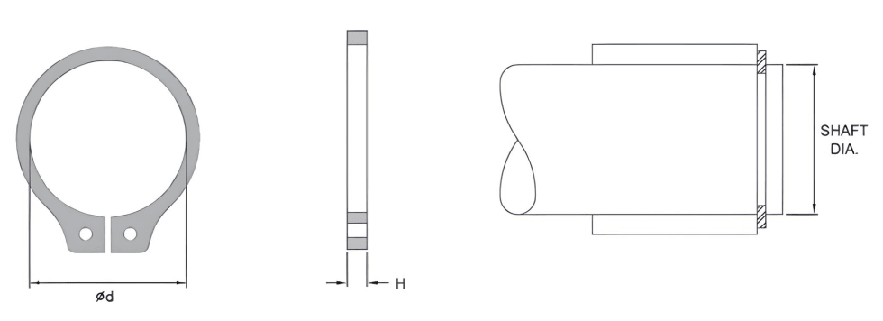 External Retaining Ring (N1400) 0.687" - Carbon Steel - Forces Inc