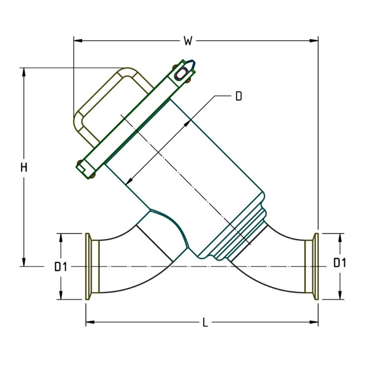 3" Sanitary Tri-Clamp Inline "Y" Strainer (1mm Basket) - SS 316