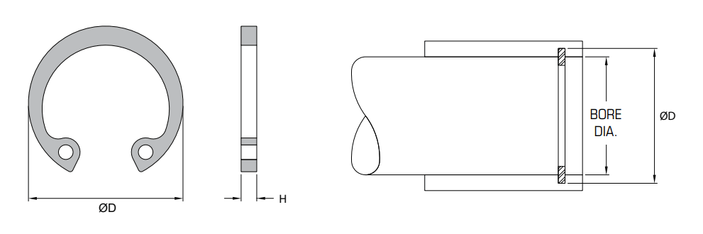 Internal Retaining Ring (N1300) 1.937" - Carbon Steel - Forces Inc