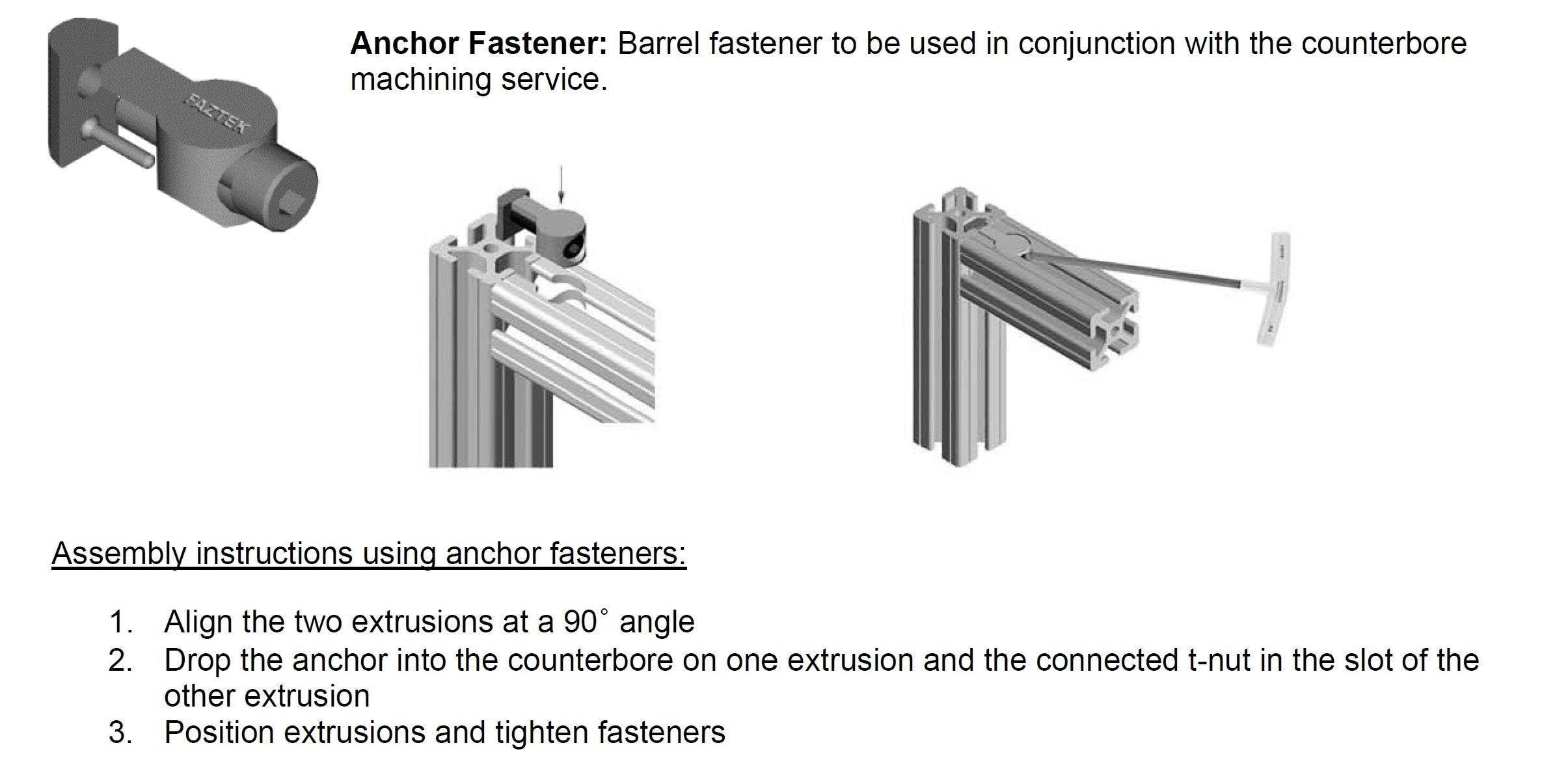 M8 x 1.25 Single Anchor Fastener | 15 Series T-Slot Aluminum - Forces Inc