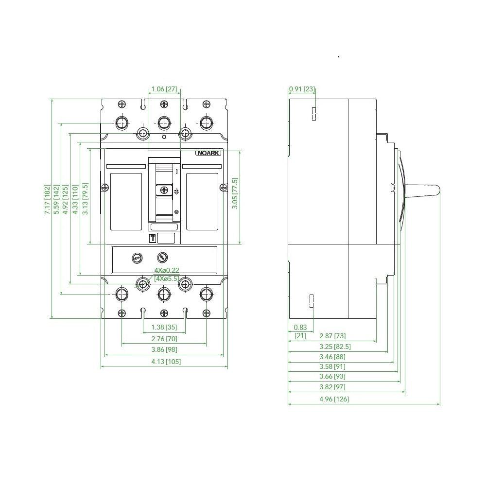 NOARK® Molded Case Circuit Breaker 100A, 3P IC Class N | M2N100T3L - Forces Inc