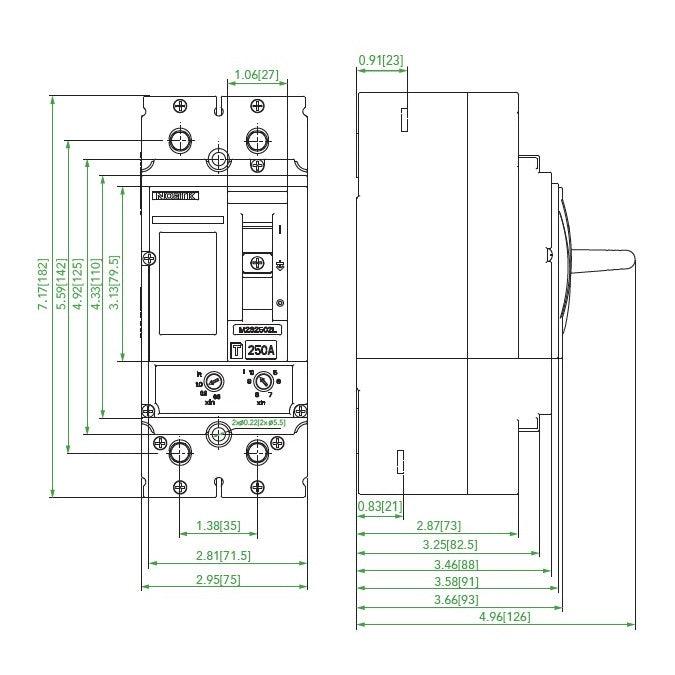 NOARK® Molded Case Circuit Breaker 225A, 2P IC Class S | M2S225T22L - Forces Inc