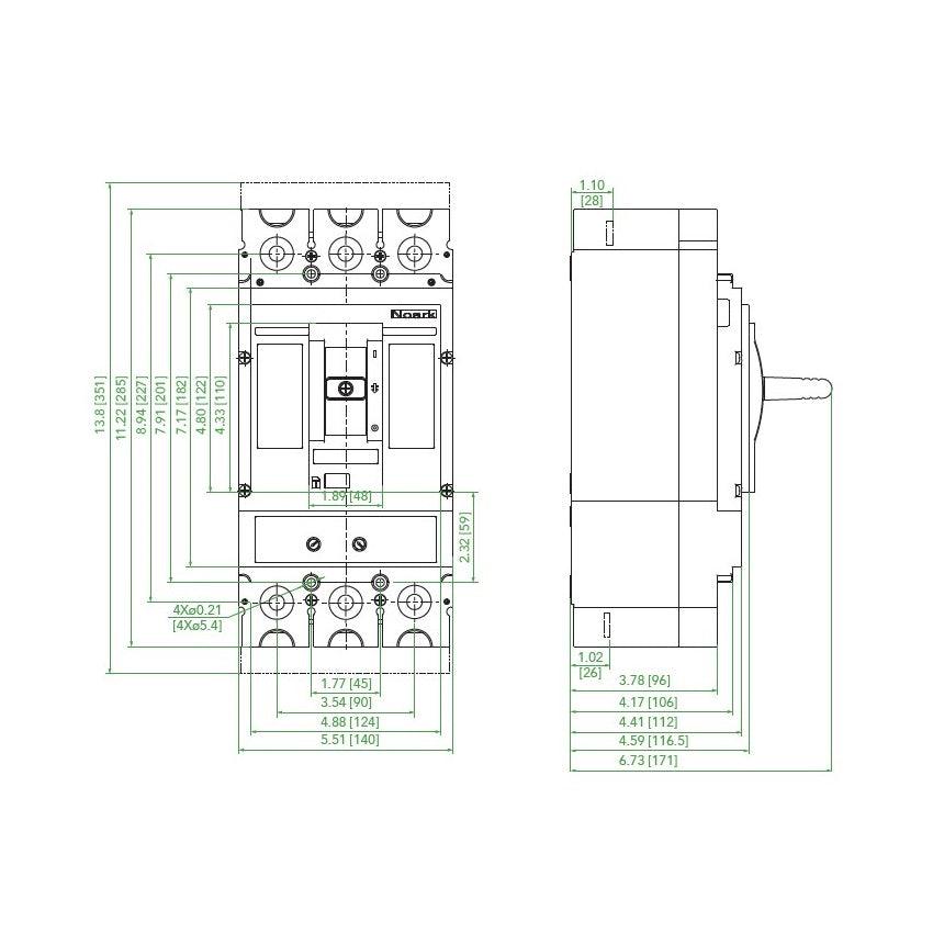 NOARK® Molded Case Circuit Breaker 400A, 3P IC Class N | M3N400T3L - Forces Inc