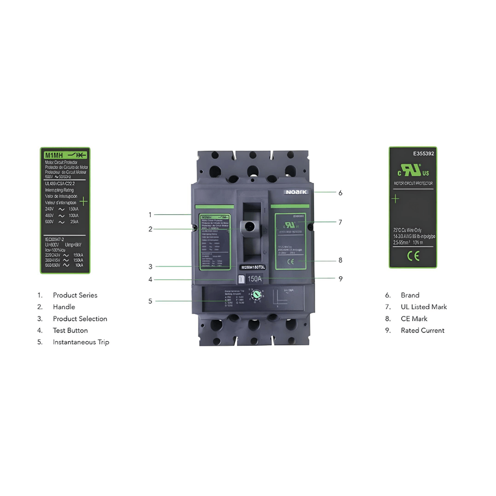NOARK® Motor-Circuit Protector 150A Frame M1, N IC Class 3P | M1MN150T3L - Forces Inc