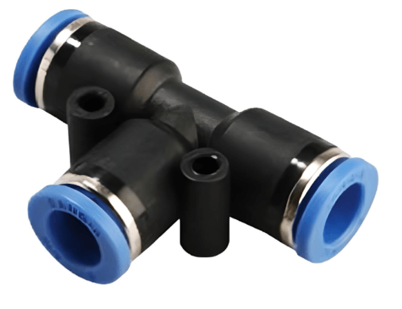 1/4 Inch O.D Tubing, Equal Union Tee Push to Connect Fitting 1/4 Inch O.D Tubing, Equal Union Tee Push to Connect Fitting
