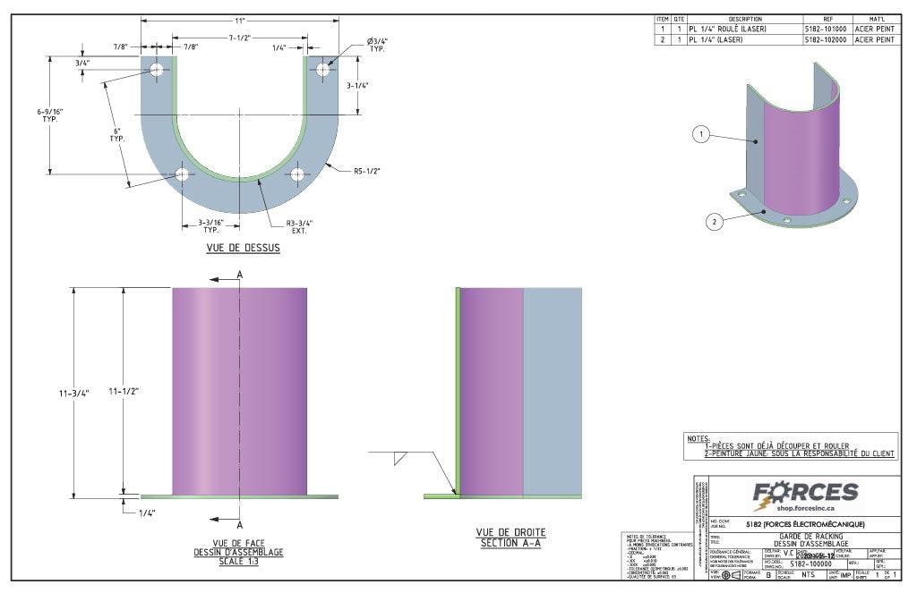 Rack Protector 11-3/4" x 11" - Yellow Powder Coat Steel - Forces Inc
