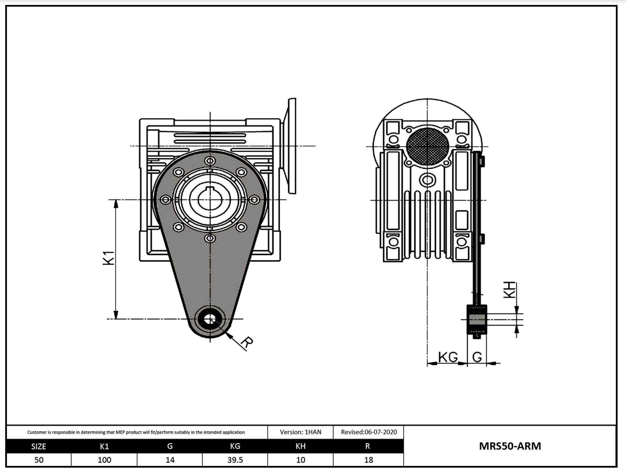 Size 50 304SS Torque Arm Assembly - Forces Inc