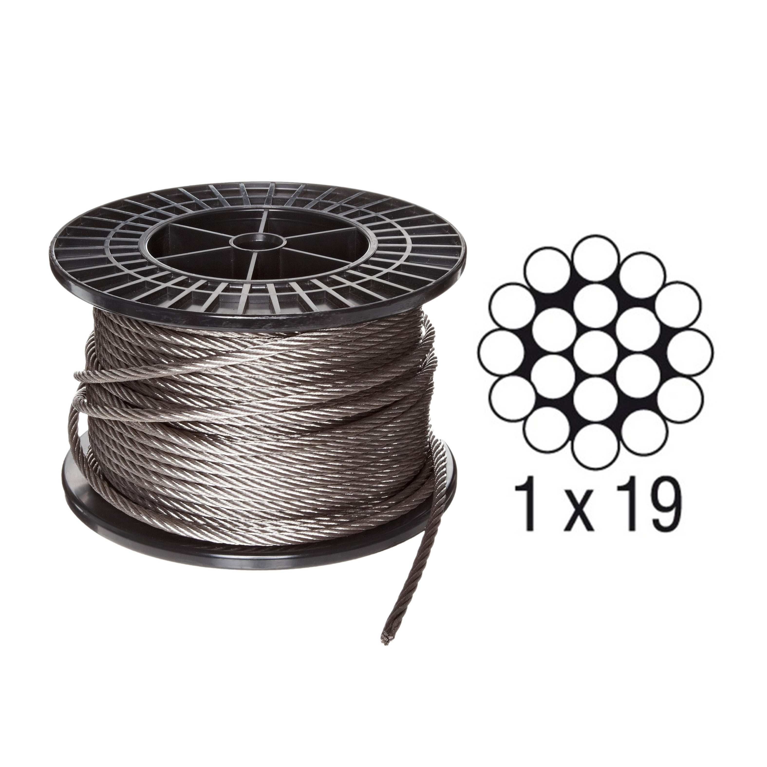 1/16" Vanguard® Wire Rope 1 x 19 - Stainless Steel 302/304